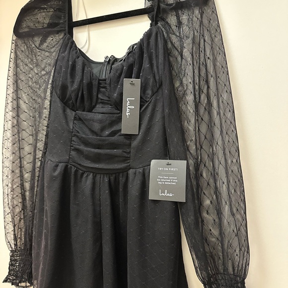 NEW with tags flirty fashionista black mesh bustier long sleeve romper - Picture 2 of 3